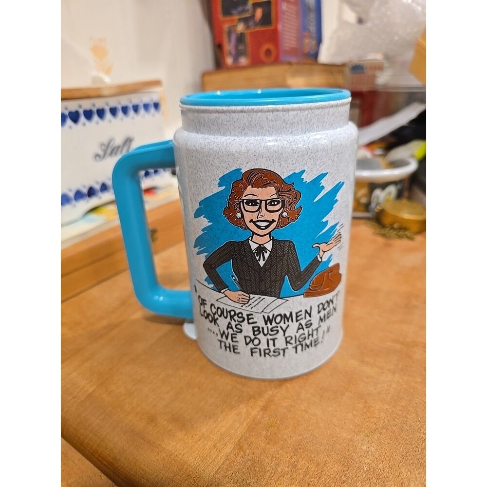 Vintage Whirley Cup Mug Working Woman Office Woman Funny Saying Cartoon